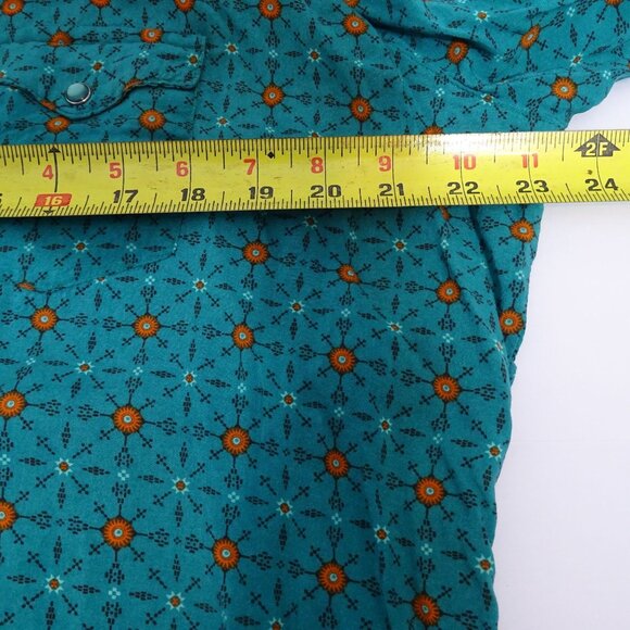 Vintage Wrangler Rancher Western Pearl Snap Shirt Women Size XXL Green Long Slv - Picture 7 of 10